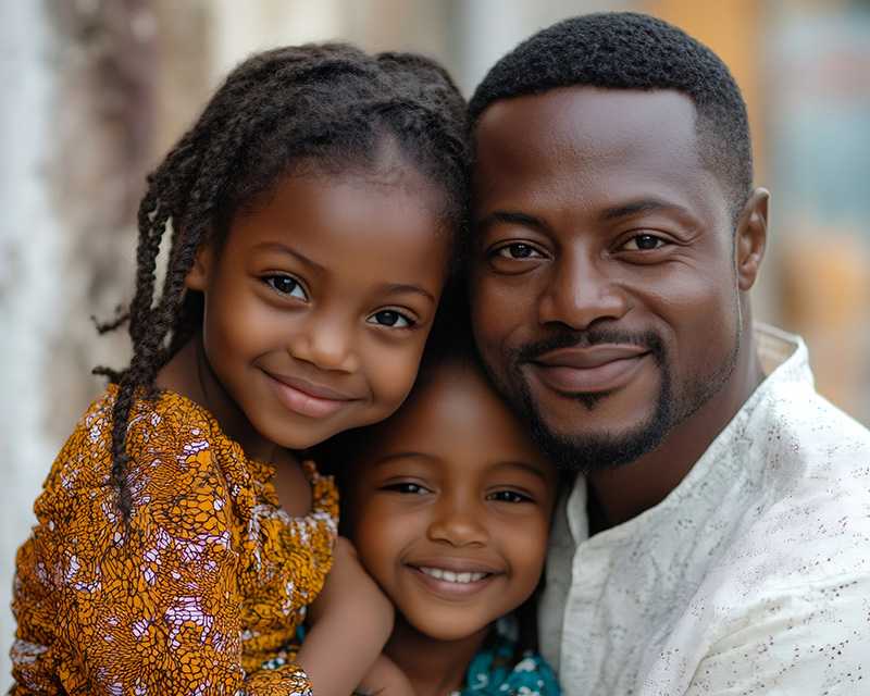 Black father with children; parenting support in Plano